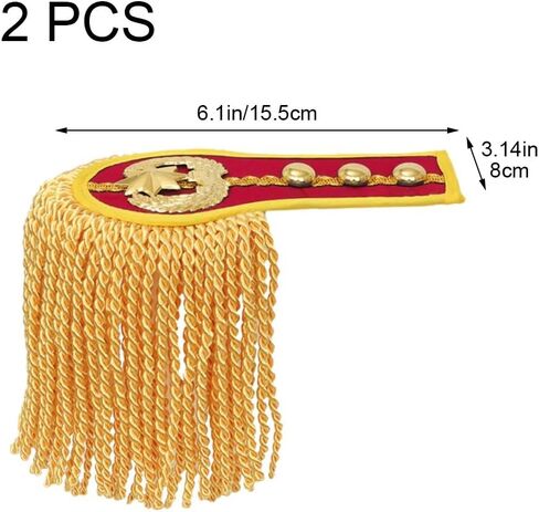 2pcs Golden Shoulder Badge Fashionable Tassel Epaulettes Shoulder Decoration with Iron Chains for Jackets Metal Punk Fringe in Kuwait