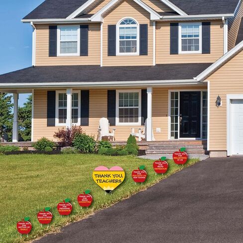 Big Dot of Happiness Teacher Appreciation Yard Sign Kit - Outdoor Lawn Decorations with Large Thank You Teachers Sign and 7 Apple-Shaped Signs, Durable Weather-Resistant Plastic with Stakes in Saudi Arabia