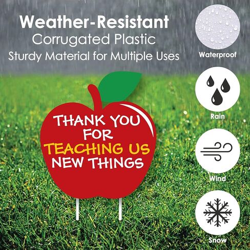 Big Dot of Happiness Teacher Appreciation Yard Sign Kit - Outdoor Lawn Decorations with Large Thank You Teachers Sign and 7 Apple-Shaped Signs, Durable Weather-Resistant Plastic with Stakes in Saudi Arabia