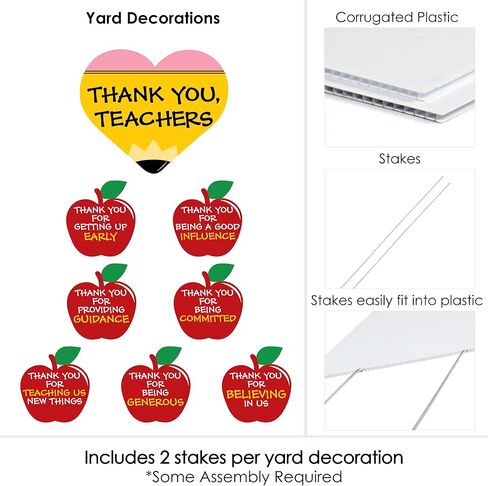 Big Dot of Happiness Teacher Appreciation Yard Sign Kit - Outdoor Lawn Decorations with Large Thank You Teachers Sign and 7 Apple-Shaped Signs, Durable Weather-Resistant Plastic with Stakes in Saudi Arabia
