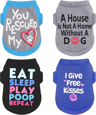 4Pack Dog Dorts for Dogs Small Girl Boy Dog Shirt Sit Soft Swaysy Puppy Clotherless Sweetshirt switshirt small outfit to Chihuahua Yorkie ، XS ، Group2 in Kuwait