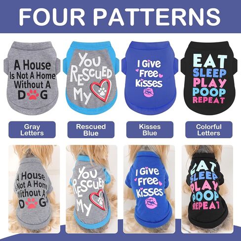 4Pack Dog Dorts for Dogs Small Girl Boy Dog Shirt Sit Soft Swaysy Puppy Clotherless Sweetshirt switshirt small outfit to Chihuahua Yorkie ، XS ، Group2 in Kuwait