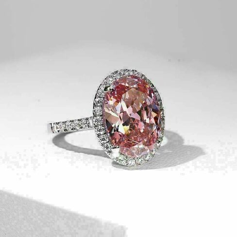 Rkkojjo 925 Sterling Silver Shiny Full Diamond Gemstone Ring Ring 18K Pink Cubic Zirconia Promise Cocktail Rings Enternity Engagement Band Band For Women 8 in Kuwait