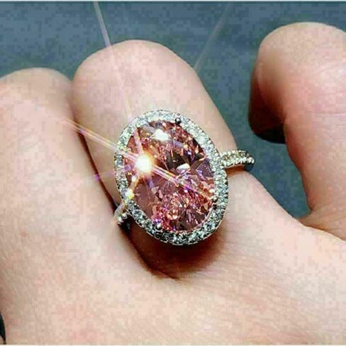 Rkkojjo 925 Sterling Silver Shiny Full Diamond Gemstone Ring Ring 18K Pink Cubic Zirconia Promise Cocktail Rings Enternity Engagement Band Band For Women 8 in Kuwait