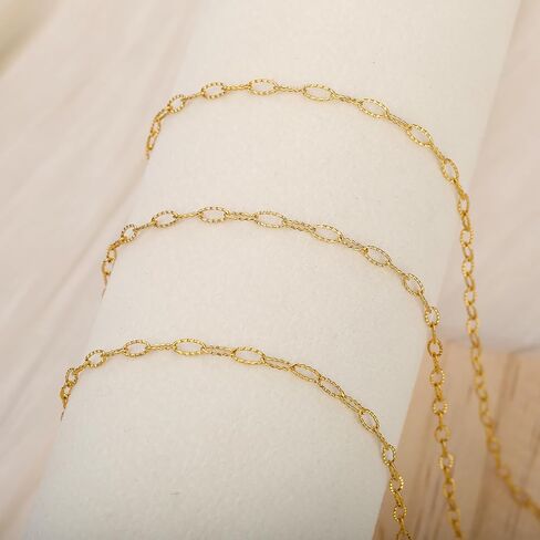 SMYHTGLIF 16.4 Feet Gold Stainless Steel Jewelry Making Chains Oval Embossed Chain Bulk DIY Paperclip Chain with Lobster Clasps and Jump Rings for Jewelry Making in Saudi Arabia
