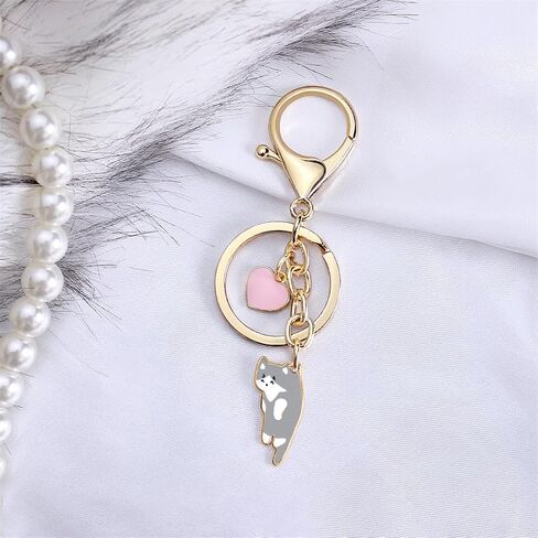 Cute Black Cat Keychain Fun Cartoon Kitten Cute Aesthetics Key Ring for Animal Cat Lovers Mother'S Day Gift Key Chain Girl Lady Birthday Anniversary Holiday Gift Back-To-School Pupil Gift in Saudi Arabia