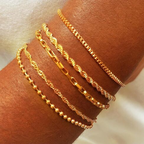 13 حزمة مساور سلسلة مطلية بالفضة ، سلاسل رابط فضية مع مشابك جراد البحر لصنع المجوهرات DIY ، الأساور ذات الطبقات القابلة للتكديس مجموعة هدية مجوهرات كل يوم لذيذ للنساء in Kuwait