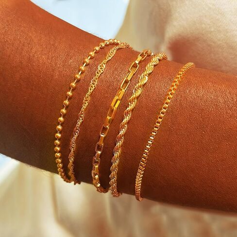 13 حزمة مساور سلسلة مطلية بالفضة ، سلاسل رابط فضية مع مشابك جراد البحر لصنع المجوهرات DIY ، الأساور ذات الطبقات القابلة للتكديس مجموعة هدية مجوهرات كل يوم لذيذ للنساء in Kuwait