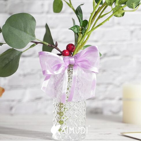 AIMUDI Purple Bows for Crafts 4" Lavender Bows with Twist Ties Premade Lilac Bows Pre Tied Organza Bows for Treat Bags, Easter's Day, Cake Pop,Gift Wrapping,Baby Shower,Wedding Favor -12 Counts in Kuwait