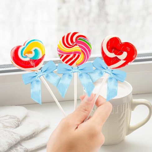 50 Pack Blue Twist Tie Bows, 3.5" Satin Ribbon Mini Blue Bows for Tying Up Packages Gifts Wrapping,Crafts Package,Bakery Candy Bags,Party Favors, Wedding, Baby Shower Decorations in Saudi Arabia