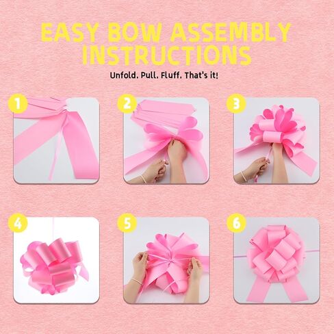 4 Pcs Giant Bows,12 Inches Big Gift Bow for appliances,Bikes,Table Decorations and Party Events (Pink) in Kuwait