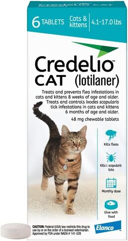 Credelio Cat Tick & Flea Prevention وعلاج Cats 4.1-17 رطل. | إمداد 1 شهر in Saudi Arabia