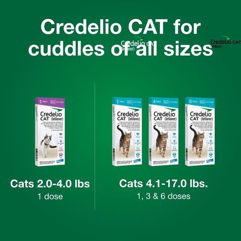 Credelio Cat Tick & Flea Prevention وعلاج Cats 4.1-17 رطل. | إمداد 1 شهر in Saudi Arabia
