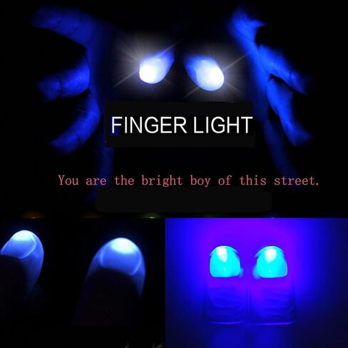 Sumrica Magic LED أضواء الإصبع ، الحيل للسحرة ، إبهام الضوء ، لعبة مزحة الأصابع ، المصباح السحري لأعلى إصبع ، إصبع مزيف ، خدعة سحرية ، لوازم الحفلات (متعددة الحلقات ، صغار x1packs والكبار x 1packs) in Kuwait