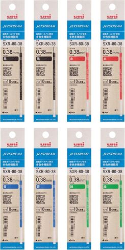 Mitsubishi Pencil Jetstream Multi-Functional Ballpoint Pen Refill, 0.38, 4 Colors x 2 Pens H.SXR8038K4C8 in Saudi Arabia