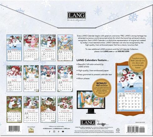 Lang Companies, Sam Snowman 2026 Wall Calendar by Susan Winget, 13.4'' X 12'', 12-Month Calendar with Stapled Binding in Kuwait