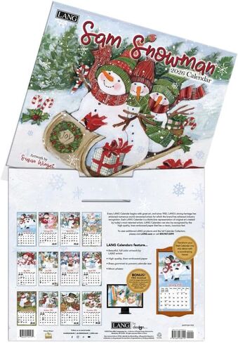 Lang Companies, Sam Snowman 2026 Wall Calendar by Susan Winget, 13.4'' X 12'', 12-Month Calendar with Stapled Binding in Kuwait
