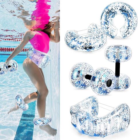 5 Pcs Water Workout Combo Set Includes PVC Water Dumbbell Water Weight Swimming Float Belt Soft Padded for Water Aerobics, Pool Fitness, Water Exercise Tool (Purple,Classic Style) in Saudi Arabia