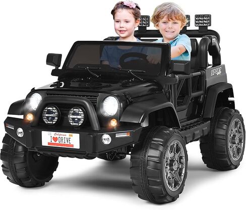 Costzon 2-Seater Ride on Truck, 12V Battery Powered Electric Vehicle Toy w/Storage, Remote Control, 3 Speed, LED Lights, MP3, Horn, Music, 2 Doors Open, Spring Suspension, Ride on Car for Kids (Red) in Saudi Arabia