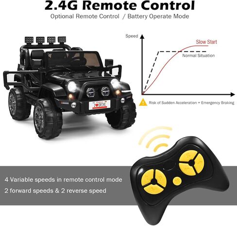 Costzon 2-Seater Ride on Truck, 12V Battery Powered Electric Vehicle Toy w/Storage, Remote Control, 3 Speed, LED Lights, MP3, Horn, Music, 2 Doors Open, Spring Suspension, Ride on Car for Kids (Red) in Saudi Arabia