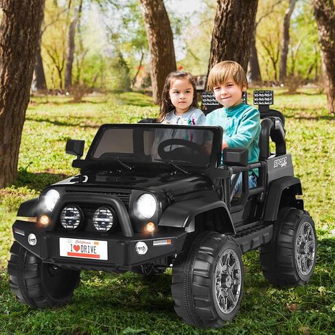 Costzon 2-Seater Ride on Truck, 12V Battery Powered Electric Vehicle Toy w/Storage, Remote Control, 3 Speed, LED Lights, MP3, Horn, Music, 2 Doors Open, Spring Suspension, Ride on Car for Kids (Red) in Saudi Arabia