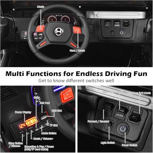 Costzon 2-Seater Ride on Truck, 12V Battery Powered Electric Vehicle Toy w/Storage, Remote Control, 3 Speed, LED Lights, MP3, Horn, Music, 2 Doors Open, Spring Suspension, Ride on Car for Kids (Red) in Saudi Arabia