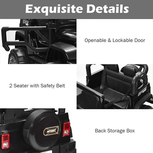 Costzon 2-Seater Ride on Truck, 12V Battery Powered Electric Vehicle Toy w/Storage, Remote Control, 3 Speed, LED Lights, MP3, Horn, Music, 2 Doors Open, Spring Suspension, Ride on Car for Kids (Red) in Saudi Arabia