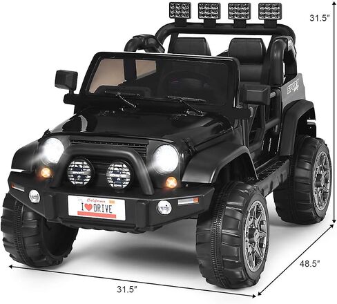 Costzon 2-Seater Ride on Truck, 12V Battery Powered Electric Vehicle Toy w/Storage, Remote Control, 3 Speed, LED Lights, MP3, Horn, Music, 2 Doors Open, Spring Suspension, Ride on Car for Kids (Red) in Saudi Arabia