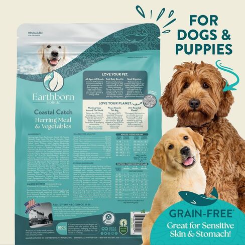 Earthborn Holistic Coastal Catch Dry Dog Food – with Herring Protein – Grain Free – Made in USA, 25 lb in Saudi Arabia