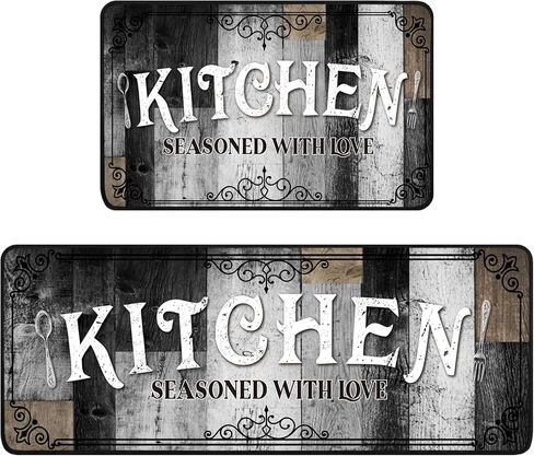 Bencailor 2 Pcs Marble Kitchen Rugs and Mat Set Non Slip Black Gold Marble Door Mat Gold Line Rug for Home Floor Kitchen Bathroom Decor, 19.7 x 31.5 and 19.7 x 47.2 Inch in Saudi Arabia