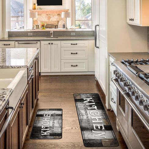 Bencailor 2 Pcs Marble Kitchen Rugs and Mat Set Non Slip Black Gold Marble Door Mat Gold Line Rug for Home Floor Kitchen Bathroom Decor, 19.7 x 31.5 and 19.7 x 47.2 Inch in Saudi Arabia