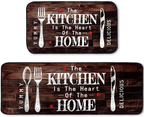 Bencailor 2 Pcs Marble Kitchen Rugs and Mat Set Non Slip Black Gold Marble Door Mat Gold Line Rug for Home Floor Kitchen Bathroom Decor, 19.7 x 31.5 and 19.7 x 47.2 Inch in Saudi Arabia