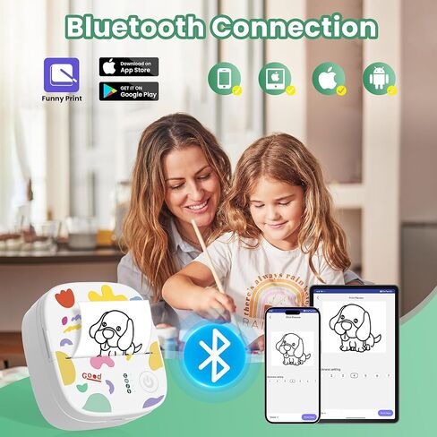 طابعة ملصقات محمولة صغيرة ، طابعة حرارية صغيرة مع 3 لفات الورق ، printpods inkless Bluetooth ، صانع ملصقات الجيب مناسب للأطفال المبدعين ، اليوميات ، الصور ، ملاحظات الدراسة -البيضاء in Kuwait