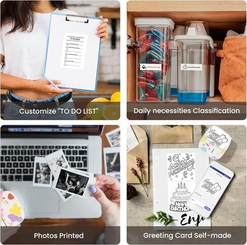 طابعة ملصقات محمولة صغيرة ، طابعة حرارية صغيرة مع 3 لفات الورق ، printpods inkless Bluetooth ، صانع ملصقات الجيب مناسب للأطفال المبدعين ، اليوميات ، الصور ، ملاحظات الدراسة -البيضاء in Kuwait
