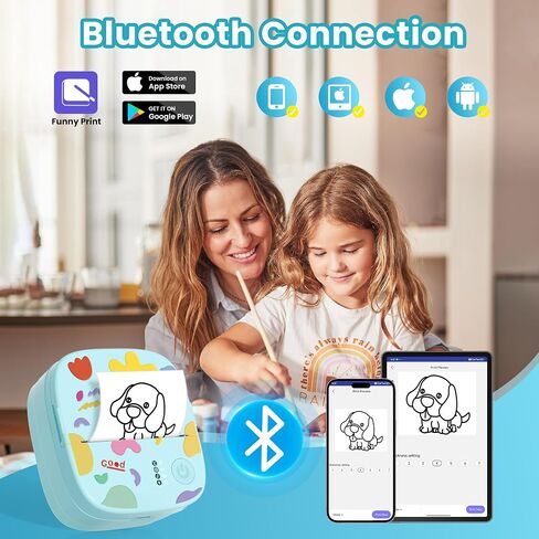 طابعة ملصقات محمولة صغيرة ، طابعة حرارية صغيرة مع 3 لفات الورق ، printpods inkless Bluetooth ، صانع ملصقات الجيب مناسب للأطفال المبدعين ، اليوميات ، الصور ، ملاحظات الدراسة -البيضاء in Kuwait