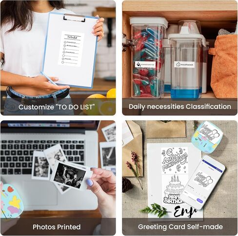 طابعة ملصقات محمولة صغيرة ، طابعة حرارية صغيرة مع 3 لفات الورق ، printpods inkless Bluetooth ، صانع ملصقات الجيب مناسب للأطفال المبدعين ، اليوميات ، الصور ، ملاحظات الدراسة -البيضاء in Kuwait