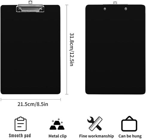Personalize Clipboards with Picture Logo Words, Clip Board with Your Individual Design, Suitable Item for Kid, Friend, Student, Environmentally Friendly, PureBlack in Saudi Arabia