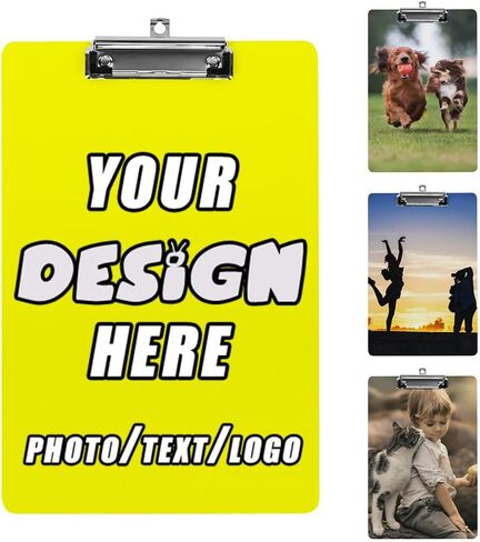 Personalize Clipboards with Picture Logo Words, Clip Board with Your Individual Design, Suitable Item for Kid, Friend, Student, Environmentally Friendly, PureBlack in Saudi Arabia