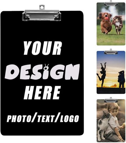 Personalize Clipboards with Picture Logo Words, Clip Board with Your Individual Design, Suitable Item for Kid, Friend, Student, Environmentally Friendly, PureBlack in Saudi Arabia
