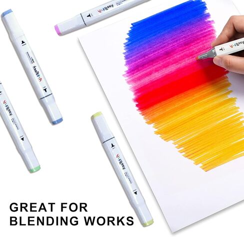 ArtBeek 80 Color Alcohol Markers Set, Coloring Markers for Adult Coloring Books No Bleeding, Dual Tip (Chisel & Fine Tip) in Kuwait