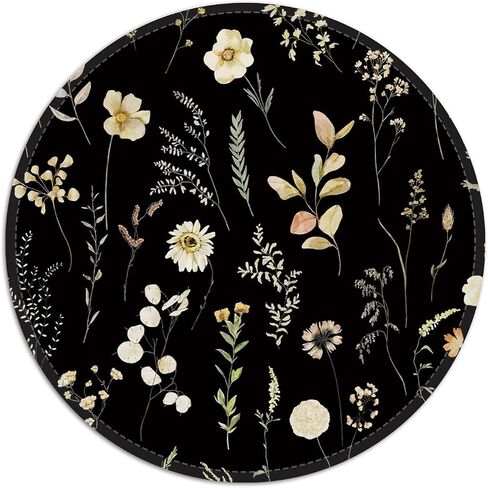 Round Mouse Pad with Stitched Edge, Glide Fabric Mousepad, Non-Slip Base Portable Mouse Pads, Small Mouse Mat for Office & Home, 7.87×7.87×0.12 inches (Little Flower) in Kuwait