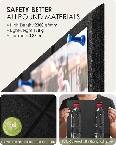MaxGear Nine-Grid Cork Board 36" x 24" Self-Adhesive Pin Board, 6 Pack Black Felt Bulletin Board Tiles, Wall Panels Alternative with Pushpins for Office, Home Photo Meno, School Decor in Saudi Arabia