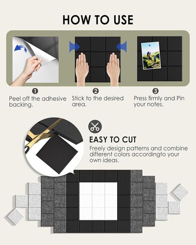 MaxGear Nine-Grid Cork Board 36" x 24" Self-Adhesive Pin Board, 6 Pack Black Felt Bulletin Board Tiles, Wall Panels Alternative with Pushpins for Office, Home Photo Meno, School Decor in Saudi Arabia