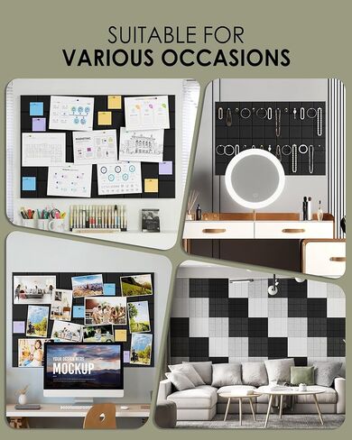MaxGear Nine-Grid Cork Board 36" x 24" Self-Adhesive Pin Board, 6 Pack Black Felt Bulletin Board Tiles, Wall Panels Alternative with Pushpins for Office, Home Photo Meno, School Decor in Saudi Arabia