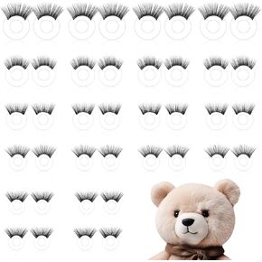 LemonRoad 40pcs Doll Eyelashes 5 Sizes Safety Eyelashes for Doll Making Eye Make up Accessories Crafts Plastic Stuffed Crochet Eye Lashes for DIY Puppet Bear Plush Animal Making