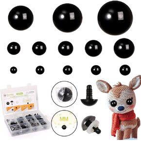 Vanblue 160pcs 6-40mm Upgraded Safety Eyes for Crocheting Amigurumi Eyes for Crochet Animals with Washers Craft Eyes Doll Eyes Stuffed Animal Eyes Gift for Crochet Lovers Decorations