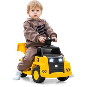 Licensed Caterpillar Ride on Dump Truck by OLAKIDS, 6V Cat Construction Car Electric Vehicle with Adjustable Dump Bed, Horn, Headlight, Bucket, Battery Powered Toys Gift for Kids Toddler Age 1.5-3