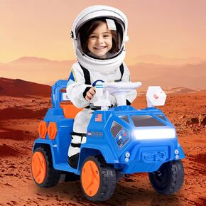 OLAKIDS Ride on ATV, 6V Electric Toy for Kids with Radar, Rocket, MP3, USB, Horn, Power Display, Headlight, 4-Wheeler Quad Battery Powered Car Gift for Toddlers Boys Girls Age 3+ (White)