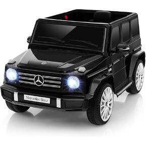 Costzon Ride on Car, Mercedes-Benz G500 Licensed Truck w/Rocking Mode, 3 Speeds, Remote, Horn, Music & LED Lights, Spring Suspension, 12V Battery Powered 4WD G Wagon Electric Vehicle for Kids (White)