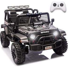 NEWQIDA 24V Ride on Toys for Big Kids, 4WD Kids Battery Powered Electric Vehicles 2 Seater Ride-on Truck Car W/Remote Control, Wheeler Suspension, EVA Tires, 3 Speeds, LED Lights, Music, Blue